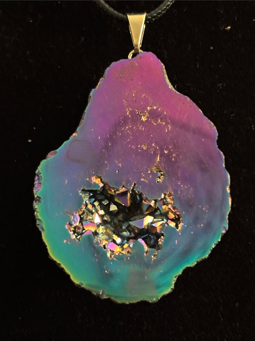 Titanium Druzy Pendant Necklace